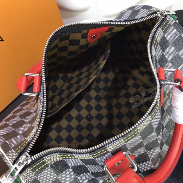 LV包包 N40236 Speedy Bandoulière30手袋 lv棋盤格手提袋 LV肩背小號旅行袋  ydh3559